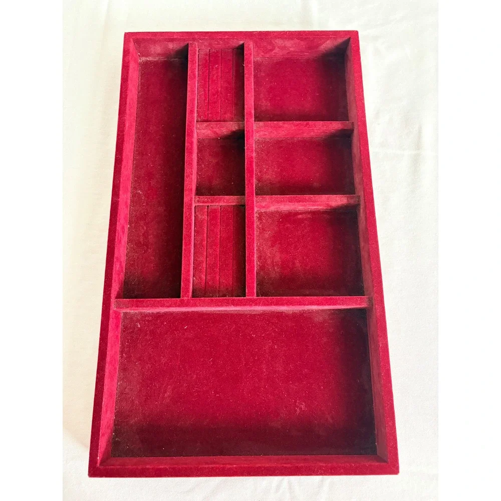 Unbranded Velvet Jewelry Display Tray OS Burgundy Red  Multi-Slot Organizer